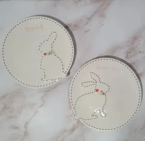 Cute Stitch Bunny Rabbit Easter Salad Plates Set of 2 - Picture 1 of 5