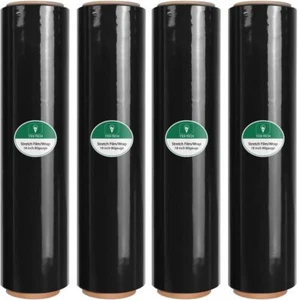 Black Stretch Wrap Roll 18 Inch 1500 Feet 4 Rolls Stretch Film/Wrapping Paper - Picture 1 of 7