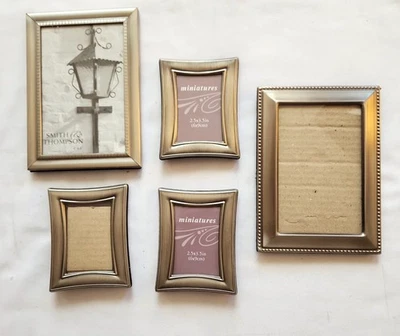 Mix Bundle Lot 5 Silver Metal Photo Picture Frames. Great Condition. 2-4x6 3-2x3 - Image 1 of 2