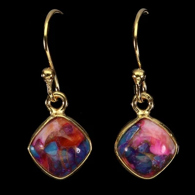 Pendientes de plata de ley 925 cojín Kingman turquesa 8 mm joyas de piedras preciosas Foto 1 de 4