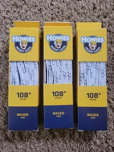 Lot Of 3 Pairs Howies Hockey 108” White Waxed Skate Laces Brand New - Picture 1 of 2