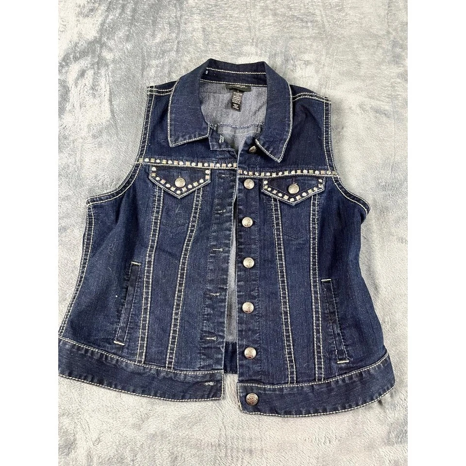 Mujer Style and Co. Denim Bling Chaleco Talla Grande Lavado Oscuro Excelente Estado Foto 1 de 4