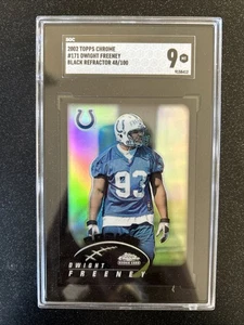 Topps Chrome Dwight Freeney 2002 refractor negro novato 48/100 SGC 9 - Imagen 1 de 2