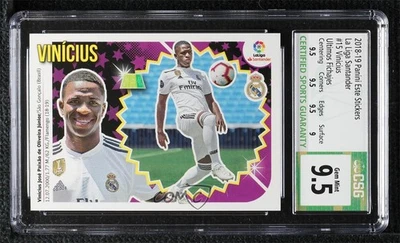 Pegatinas Colecciones Este Liga 2018 Vinicius Junior CSG 9,5 Gem Mint Rookie RC Foto 1 de 3