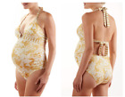 Cache Coeur Swimwear Womens Large Yellow Halter Top One Piece Maternity 140