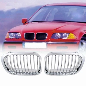 For BMW E46 Sedan 328i 325i 330i 1998-2001 1999 Front Kidney Grill Grille Chrome - Picture 1 of 8