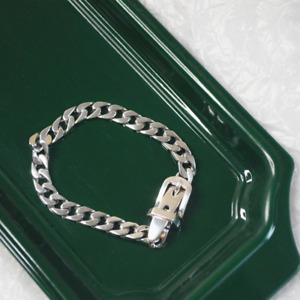 925 Sterling Silver Handmade Simple Belt Buckle Design Bracelet Bangle Jewelry