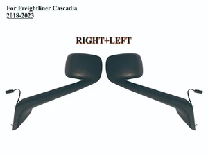 Pair Right+Left Side Black Hood Mirror Heated for Freightliner Cascadia 18 up - Picture 1 of 11