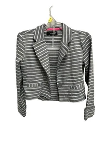 Jordache Kids Girls Gray & White Striped Long Sleeve Blazer Jacket 7-8 Medium - Picture 1 of 6