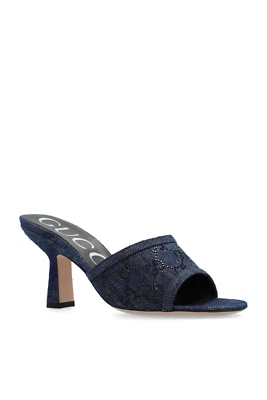 GUCCI Azul GG Denim 85mm Mules Nuevo y Auténtico Foto 1 de 3