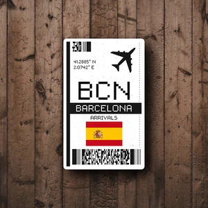 BCN Barcelona, Spanien Bordkarte glänzender Aufkleber - Reiseaufkleber - Bild 1 von 3