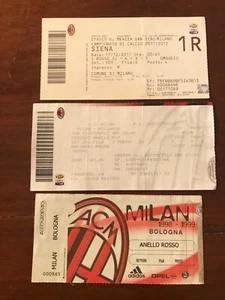 Milan lotto 3 biglietti Siena 11/12 Atalanta 12/13 Bologna 98/99 - Foto 1 di 1
