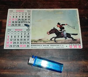 1945 VINTAGE SELTENES MINNEAPOLIS MOLINE ARGENTINIEN KALENDER LÖSCHPAPIER - Bild 1 von 7