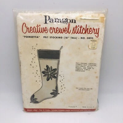 Kit de Medias de Fieltro de Navidad Paragon Creative Crewel Stitchery Poinsettia #0895 Foto 1 de 4
