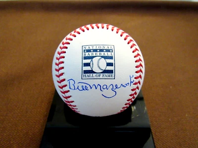 BILL MAZEROSKI 8 X GG PITTSBURGH PIRATES SIGNED AUTO HOF LOGO OML BASEBALL JSA - Image 1 of 3