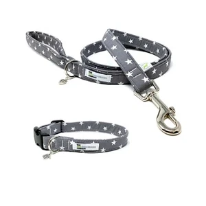 Grey Star Dog Collar, adjustable, Dog Collar and Optional Matching Lead Set - Picture 1 of 6