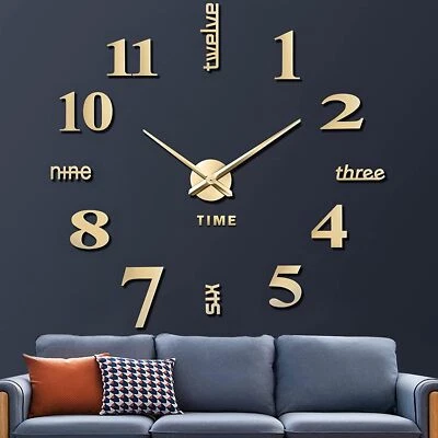 Frameless DIY Wall Clock,Large Modern 3D Mirror Wall Clock  - Image 1 of 4