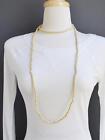 Lt Brown Tan Wood Bead Necklace Super Extra Long Wrap 54" Long Beaded Strand
