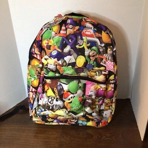 Bioworld X Nintendo MarioKart Backpack Bookbag Black/Allover Print - NEW - Picture 1 of 5