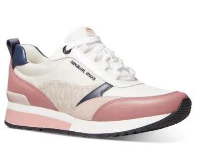 New Michael Kors Allie Stride Trainer Sneakers leather lace up Women Shoes Cream - Image 1 of 4