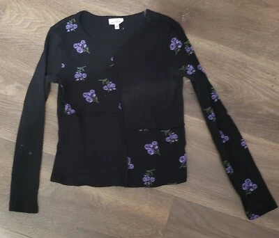 Camisa Autoestima Niña Talla L Negra Púrpura Rosas Manga Larga Elastizada Tejido Calce Foto 1 de 3