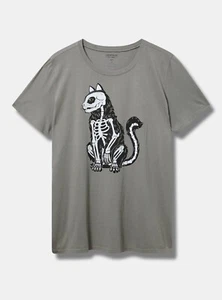 Camisa Torrid Cat Skeleton Brilla en la Oscuridad Nueva con Etiquetas 5X - Imagen 1 de 9
