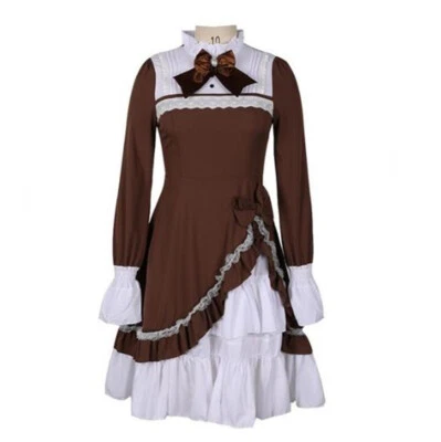 Mujeres Estilo Victoriano Vestido de Mucama Manga Abullonada Lolita Halloween Fiesta Juegos con disfraces S-XL Foto 1 de 4