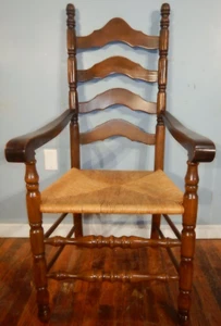 Ethan Allen Ladderback Arm Chair Rush - Picture 1 of 12