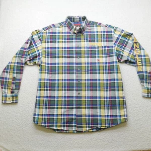 Wrangler Shirt Mens Large Plaid Button Down Western 20X Logo Embroidered - Picture 1 of 12