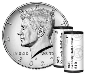 2023 SEALED-P & D Kennedy Half Dollar Mint Rolls (BU 2 Roll Set) ready to ship! - Picture 1 of 1