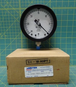 USG Ametek 1931 4-1/2" Solfrunt Gauge 30-0" HG 1/4"-18 ANPT Bottom Connection - Picture 1 of 8