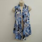 AGB Cardigan Top Womens Juniors Small Blue White Black Sleeveless Outwear Soft