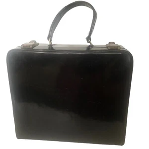 Vintage Makeup Case 1960’s Black Patent Elizabeth Arden Cabin Bag Mint Green Int - Picture 1 of 12