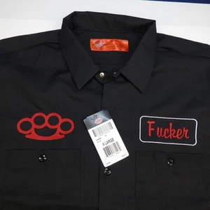 NEW DICKIES BRASS KNUCKLES F'er FIGHTER GARAGE MECHANIC RACING WORK SHIRT  - Picture 1 of 3