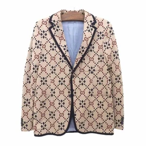 Gucci Tailored Beige Men's Jacket GG Pattern blazer Size 46 Cotton AUTH 575292 - Picture 1 of 7