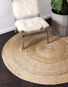 Rug/Carpet Made Of Jute(3 Feet ,Round Shape,Beige Color) for Living & Bedroom