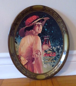 Vintage 1976 Coca Cola Serving Tray 1916 Reproduction World War I Girl Hat Ad - Picture 1 of 6