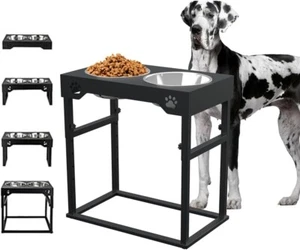 Elevated Dog Bowls, Stainless Steel Raised Dog Bowls Adjustable to 8 Heights, 7c - Picture 1 of 7