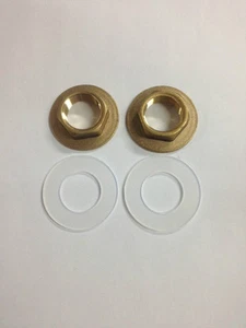 2 x Brass Back Nut & Washer 1/2'' (For Basin/Kitchen Sink Tap) - Foto 1 di 3