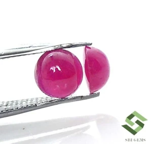 6 mm Natural Ruby Round Cabochon Pair 2.59 CTS Calibrated Loose Gemstones - Picture 1 of 8