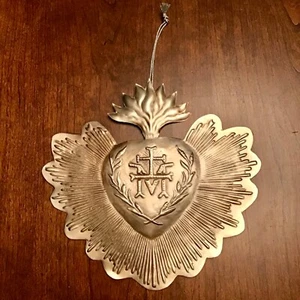 Targa da parete Sacro Cuore Milagro ex voto in metallo argentato - Foto 1 di 5