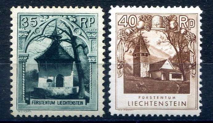 Liechtenstein 1930 edición definitiva, perf. 111/2 x 101/2 -35r. y 40r. valores como nuevos Foto 1 de 1
