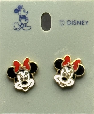 Aretes de colección Minnie Mouse arco rojo Disney lindo personaje de dibujos animados pequeños Foto 1 de 4