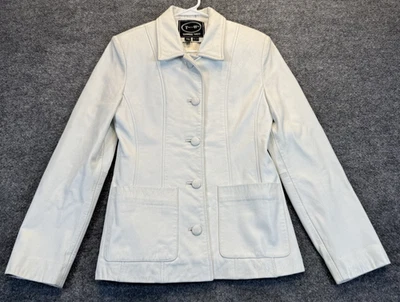 Tannery West Women’s Size XS White Genuine Leather Button Front Jacket - Image 1 of 4