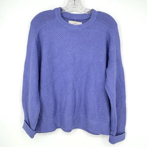 NWT Loft Purple Sweater Petite Large Crew Neck Knit Lavender Casual Cotton - Picture 1 of 6