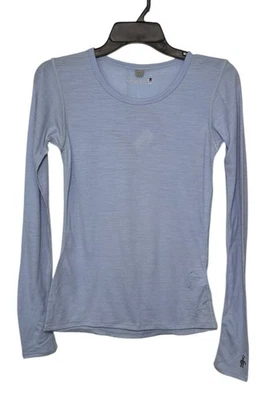 Blusa Smartwool Feminina Microweight Crew Manga Longa Baselayer Azul Tamanho XS NOVA - Imagem 1 de 4