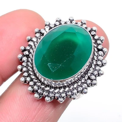 Anillo Joyería Chapado en Plata Esmeralda (Simulada) Minas Zambia s.7.5 F24 Foto 1 de 4