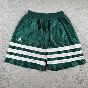 Rare 90s Adidas Polyester Green White AZTECA Men's Medium Soccer Shorts Vintage - Picture 1 of 9