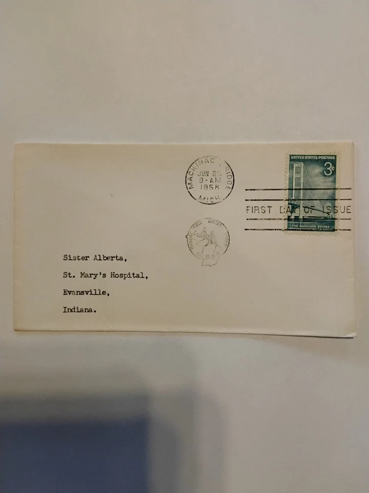 MACKINAC BRIDGE DEDICATION FDC 1958 SCOTT #1109 ADDRESSED - Image 1 of 1