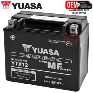 BATTERIA YTX12-BS YUASA ORIGINALE SIGILLATA YAMAHA XVS Drag Star 650 1997-2002 - Foto 1 di 3